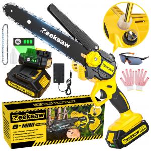 Motosserra sem Fio Recarregável com Lubrificador Automático de Corrente, 21V 900W, Zeeksaw, Amarela