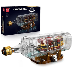 Kit de Construção Navio MOC Queen Anne's Revenge com Garrafa Drift com 2488 Peças para Crianças e Adultos, Mould King