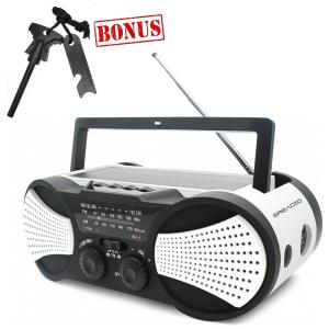Rádio AM FM e NOAA 4000mAh Com Bateria Solar ou Manivela de Recarga USB Alarme SOS, GREADIO GR093W
