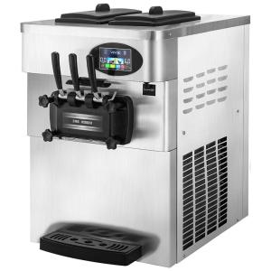 Máquina de Sorvete Profissional em Aço Inoxidável com 3 Bicos e Tela LCD, 110V 2200W, VEVOR, Laranja