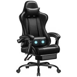 Cadeira Gamer Reclinável e Giratória com Apoio para Lombar e Cabeça, Homall, Preta