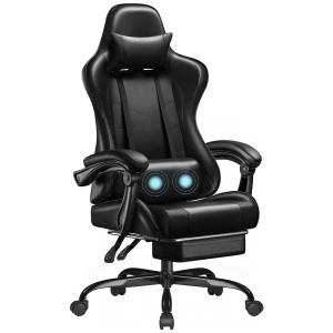 Cadeira Gamer Reclinável e Giratória com Apoio para Lombar e Cabeça, Homall, Preta