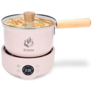 Grill Elétrico e Panela Elétrica Multifuncional 6 em 1, 1,8 Litros com Revestimento Antiaderente, 110V, Drizzle, Rosa