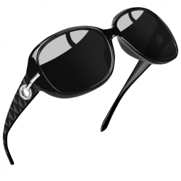 Óculos de Sol Feminino com Proteção UV, Joopin A21, Preto Brilhante e Cinza
