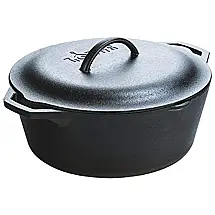 Apresentar Panela de Ferro Fundido 7L Pré Temperada, com Alça de Metal, LODGE L10DOLKPLT, Preto