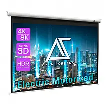 Tela de projeção motorizada 104" Akia Screens 4:3 MaxWhite 2 carcaça branca controle remoto 110V