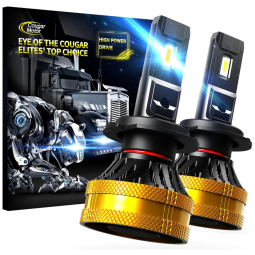 Kit Xenon Lâmpadas Branca 20000 Lumens 6500K, 2 Peças, COUGAR MOTOR H7 LED Bulb, Preto