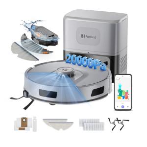 Robô Aspirador e Esfregão Redroad Cinza 3 em 1 com Sucção 20.000 Pa, LiDAR e Base de Esvaziamento 4 L R11