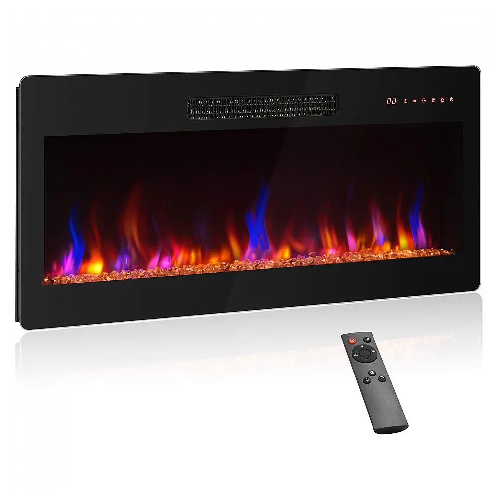 Lareira Elétrica Belleze 91x41cm 1400W Chamas LED 16 Cores Embutir 110V