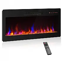 Lareira Elétrica Belleze 91x41cm 1400W Chamas LED 16 Cores Embutir 110V