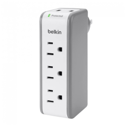 Protetor Contra Picos de Energia e Raios 918 Watts com 3 Portas CA e 2 USB, 110v, BELKIN BS00, Branco