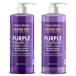 Shampoo e Condicionador 473 ml para Cabelos Loiros e Platinados Remove tons de, NATURAL RICHES, Violeta
