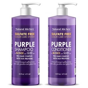 Shampoo e Condicionador 473 ml para Cabelos Loiros e Platinados Remove tons de, NATURAL RICHES, Violeta