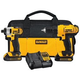 Kit de Furadeira Elétrica 20V, DCK240C2, DEWALT Brush, Amarelo
