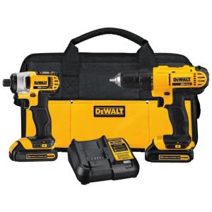 Kit de Furadeira Elétrica 20V, DCK240C2, DEWALT Brush, Amarelo