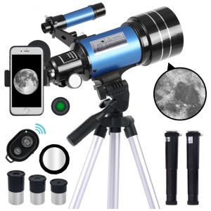 Telescópio Astronômico 15x150 com Adaptador de Celular e Controle Remoto, STARKISS, Laranja