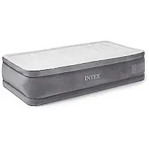 Colchão Solteiro Inflável com Bomba de Ar Interna, até 136 kg, INTEX 64411EP, Cinza