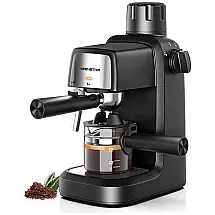 Máquina de Café em Aço Inoxidável com Bocal de Leite e Controle de Temperatura, 110V 800W, KEENSTAR, Preto