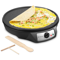 Máquina de Crepe Elétrica antiaderente de Aço inoxidável, 1080W, 110v, ISILER SW 603, Preto