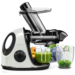 Centrifuga de Frutas com Calha de Alimentação de 7 cm, Função Reversa e Motor Silencioso, 110V 150W, Vividmoo, Branca