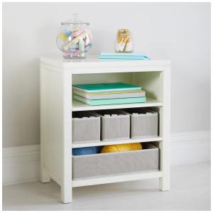 Estante de Madeira para Organização Infantil Martha Stewart Branco Linho com 3 Prateleiras e 4 Cestos Reforçados G77103,