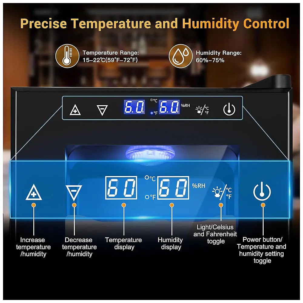 Humidor Elétrico Velieta Preto 35L com Refrigeração Termoelétrica e Controle Digital 115V — foto 2