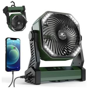Ventilador de Mesa com 4 Velocidades e Carregamento USB, 110v, KITWLEMEN, Verde
