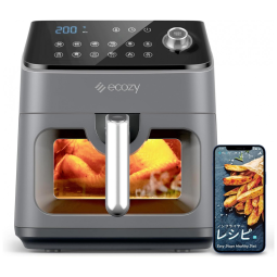 Fritadeira Elétrica AirFryer 6L de Capacidade com Painel de Controle Digital e 11 Predefinições, 110v, ECOZY, Preto