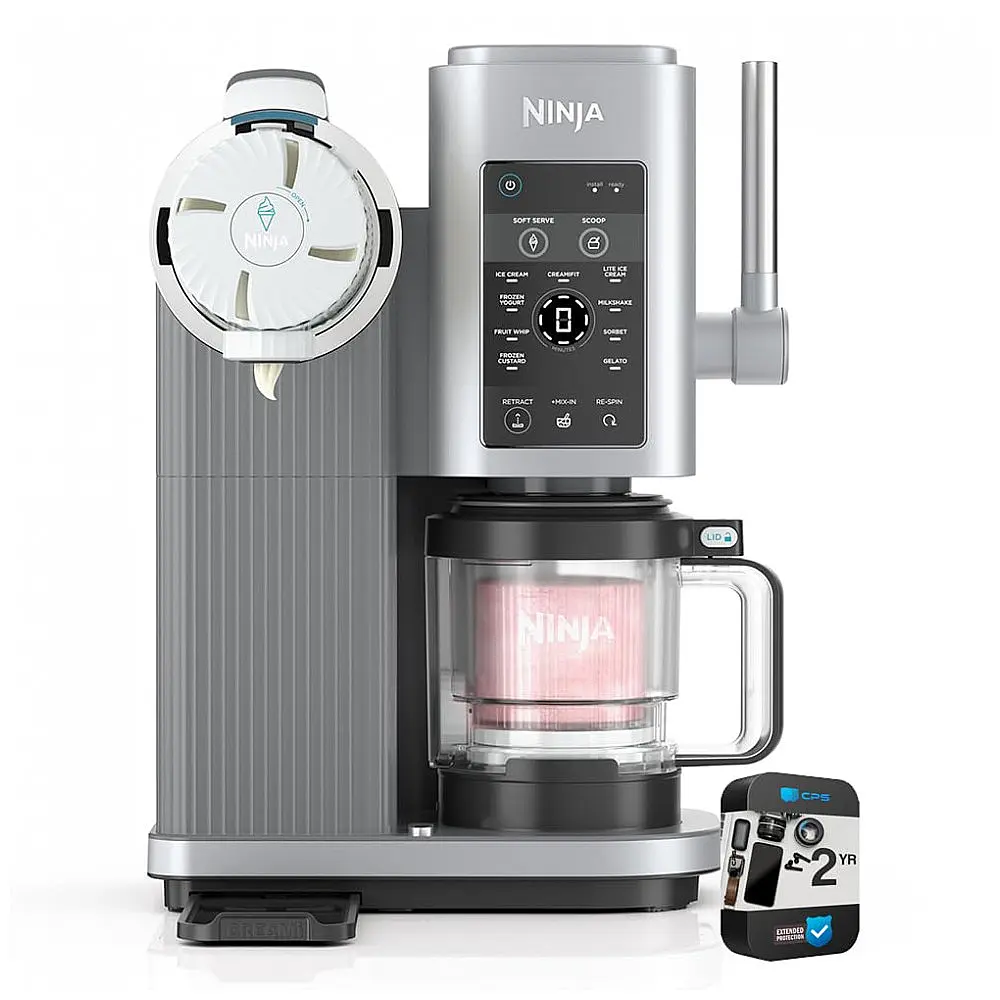 Sorveteira Ninja CREAMi Swirl Prata 2 Potes 473 ml 13 Programas Soft Serve NC701 110V