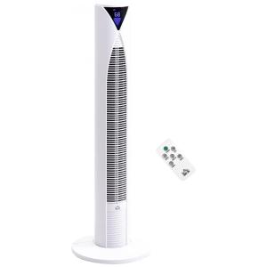 HOMCOM 37.75 70 Ventilador de torre oscilante para quarto com 3 velocidades, temporizador 12H, painel de LED e controle remoto, branco