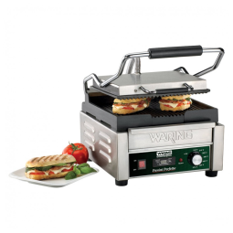Grelha Panini Waring WPG150T Grooved Top & Bottom Inox 110V 1800W Timer 25x23,5 cm