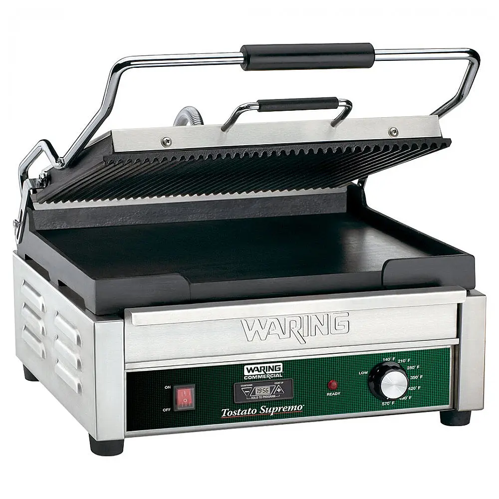 Waring WDG250T Grelhador Panini Sulcado Superior Lisa Inferior 110V 1800W Timer — foto 3
