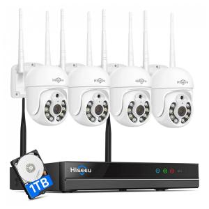 Sistema de Câmera de Segurança Hiseeu 4 Câmeras, Controle Remoto Cartão de Memória 1 TB