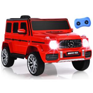 Carro Elétrico Infantil Mercedes Benz G63 INFANS a Bateria 12V e 1 Assento com 2 Velocidades e Luzes LED, Vermelho