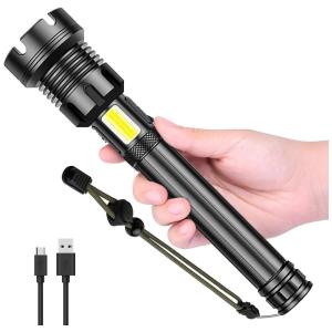 Lanterna 9000LM, Distancia 500 M, com USB, à Prova D IPX5, SPRIAK, Preto