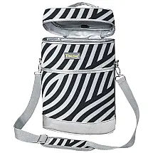 Bolsa Térmica Para Transporte de Vinhos BALEINE até 4 Garrafas, Branco e Preto