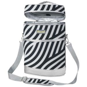 Bolsa Térmica Para Transporte de Vinhos BALEINE até 4 Garrafas, Branco e Preto