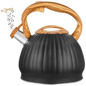Chaleira de Chá 3L com Apito, Aço Inoxidável, PERJOY kettle 01, Preto