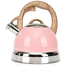 LUXGRACE Chaleira 2L com Apito e Cabo ergonômico, Aço Inoxidável, S P, Rosa