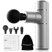 Massageador Pistola Elétrico Profissional Sem Fio 4 Acessórios 5 Velocidades 3000 RPM, KAMOTS BEAUTY, Prateado