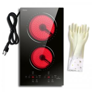 Cooktop Elétrico de 2 Bocas 110v, Encaixe Cerâmico Embutido 30cm c/ Bloqueio Segurança, Timer e Proteção contra Vazamentos,Hobsir hob