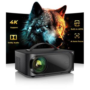 Projetor Outdoor 4K com Wi-Fi 6 e Bluetooth, Smart TV OS Dolby Audio, Portátil ONOAYO 1080P com 300 Polegadas de Tela - Preto