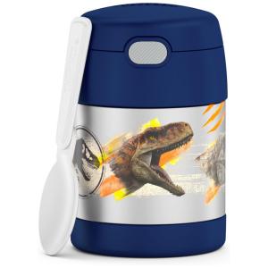 Jurassic World Dominion Frasco Térmico para Alimentos 300mL em Aço Inoxidável com Colher Dobrável, THERMOS F3102JP6, Azul