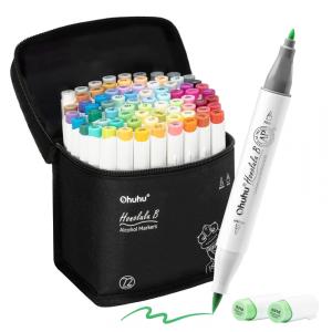 Kit de Canetas Profissionais com Pontas Duplas e Estojo, 72 Peças, Ohuhu