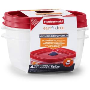 Potes Herméticos para Alimentos, 1.2L, Retangular, 2 Unidades, RUBBERMAID 2039755, Vermelho