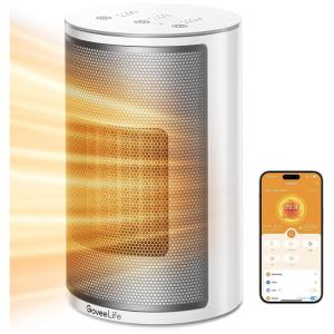 Aquecedor Elétrico Inteligente com Termostato e Controle de Voz WiFi, 1500W 110V, Goove Life, Branco