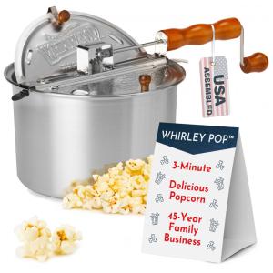 Panela de Pipoca Estufa Whirley Pop Original Wabash Valley Farms Prata Alumínio 5,7 Litros Manual Fogão