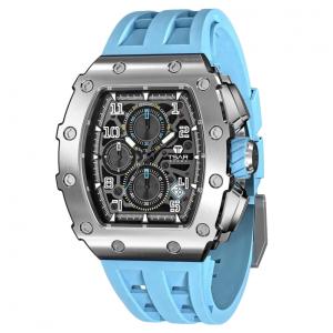 TSAR BOMBA Relógio Masculino Luxo à Prova d'Água 50m com Movimento Quartzo Japonês e Pulseira de Silicone