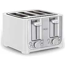 Torradeira Elétrica 4 Fatias com 6 Níveis de Tostagem em Aço Inoxidável, 220V 1500W, BELLA, Branca