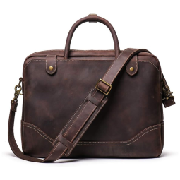 Bolsa, Pasta de Couro Masculina para Laptop, LEATHFOCUS, Marrom